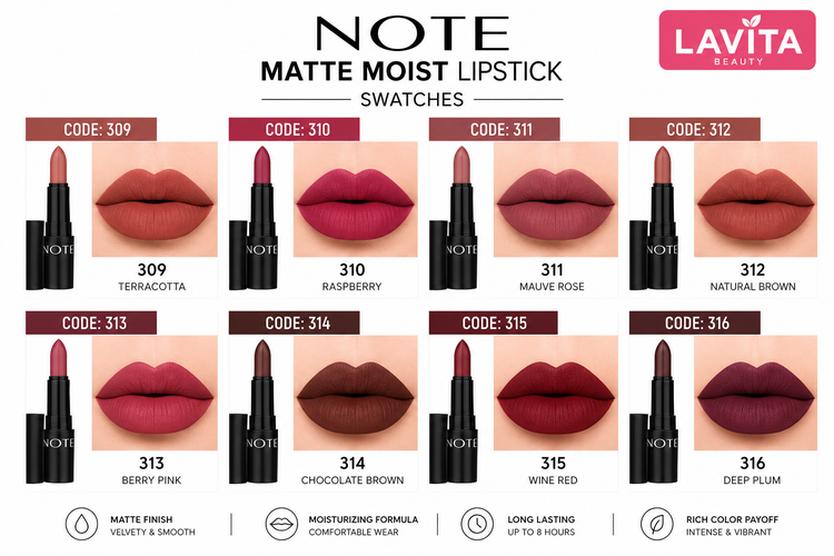 رژ لب جامد matte moist نوت